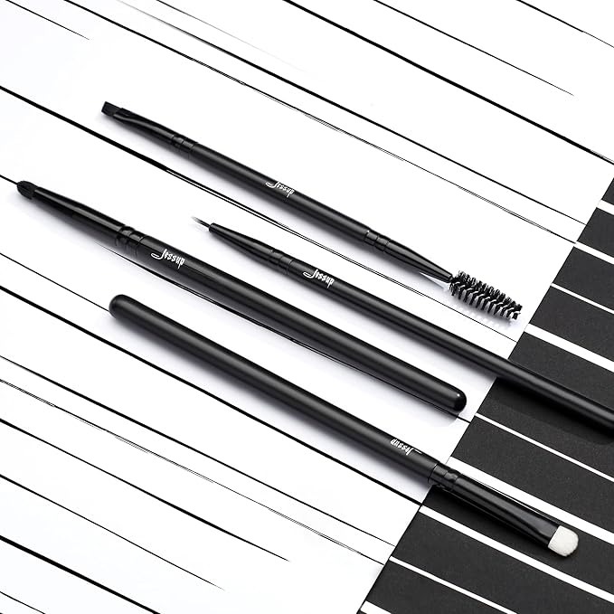 Jessup Makeup Brush Set 10pcs Black Make up Brushes Set Professional with Natural Synthetic Hair for Foundation Blending Blush Concealer Eyeshadow Eyebrow Eyeliner, T323-VivaGrace Women