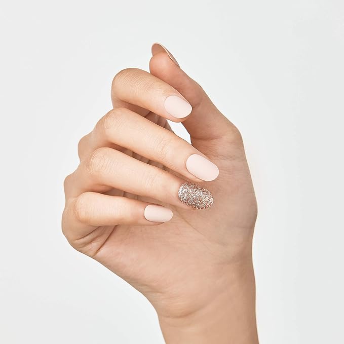 KISS imPRESS No Glue Mani Press On Nails, Design, 'Evanesce', Beige, Short Size, Oval Shape, Includes 30 Nails, Prep Pad, Instructions Sheet, 1 Manicure Stick, 1 Mini File