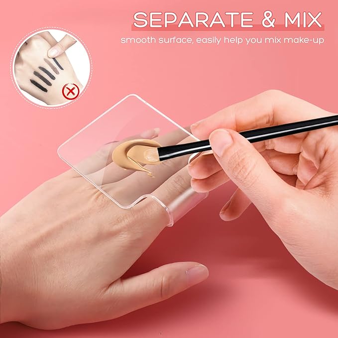 Minkissy 3pcs Makeup Hand Palette Acrylic Nail Art Manicure Palette Makeup Palette Spatula for Home Salon Professional-VivaGrace Women