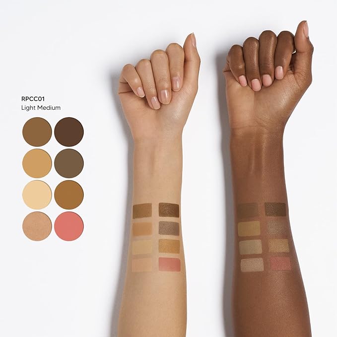 Ruby Kisses Flawless Finish with 3D Contour Cream Makeup Palette – Lightweight, Multi-Palette, Contouring Foundation, Creamy, Sculpt &Highlighting, Define Cheekbones (Light Medium)-VivaGrace Women