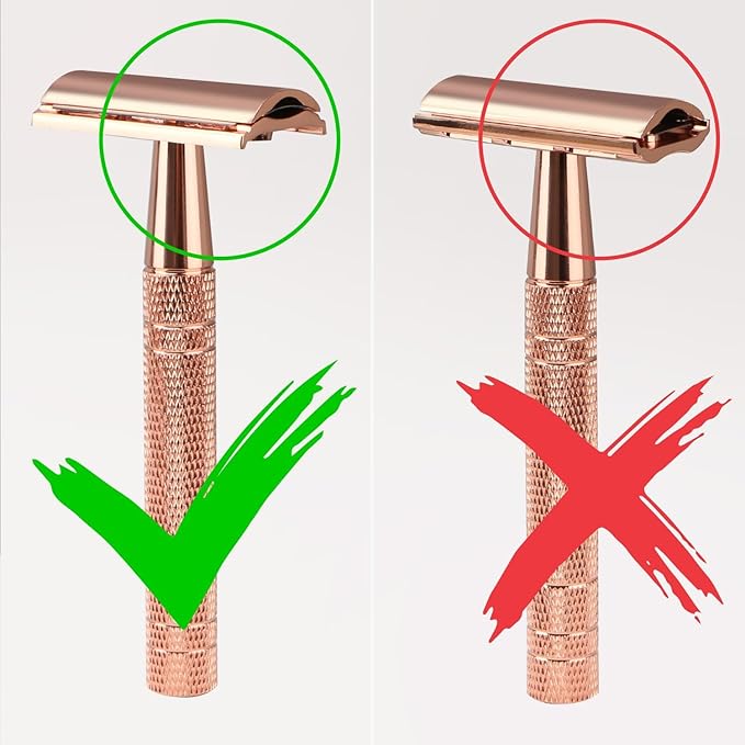 Matte Rose Gold Safety Razor, Single Blade Razors for Women, Reusable Metal Razor, with 10 Stainless Steel Double Edge Blades, Eco-friendly, Smooth & Close Shave, Plastic Free-VivaGrace Women