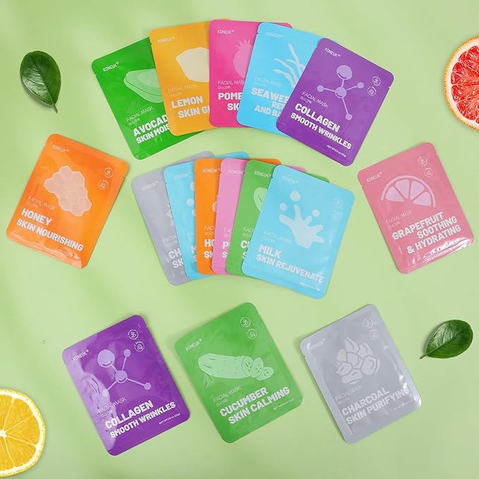 48 Pack Collagen Hydrating Face Masks Skincare for Women, Moisturizing & Soothing Face Mask for All Skin Types, Facial Masks Set Spa Gifts for Women, Bulk Sheet Face Mask for Skin Care-VivaGrace Women