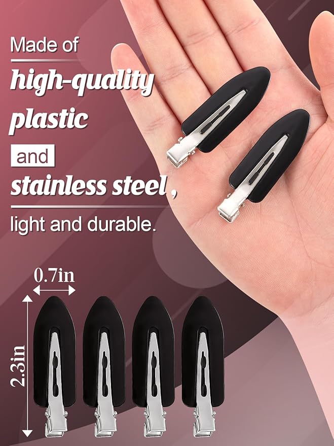 8Pcs No Bend Hair Clips - Creaseless Hair Clips Styling Duck Bill Clip No Dent Alligator HairBarrettes, Small Gifts for Women Girl Salon Hairstyle Hairdressing Bangs Waves Makeup, Black-VivaGrace Women