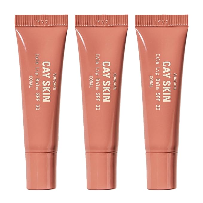 Cay Skin Isle Lip Balm SPF 30 – High Shine, Hydrating + Sheer Lip Gloss in Vanilla Brown Sugar Flavor – Formulated with Natural Ingredients for All Skin Tones – 3-Pack, Coral-VivaGrace Women
