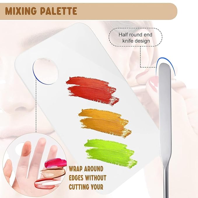 Makeup Spatula and Makeup Palette, Stainless Steel Foundation Palette & Tiny Cosmetic Spatula Tool for Nail, Art, Eye Shadow, Eyelash, Face Makeup-VivaGrace Women