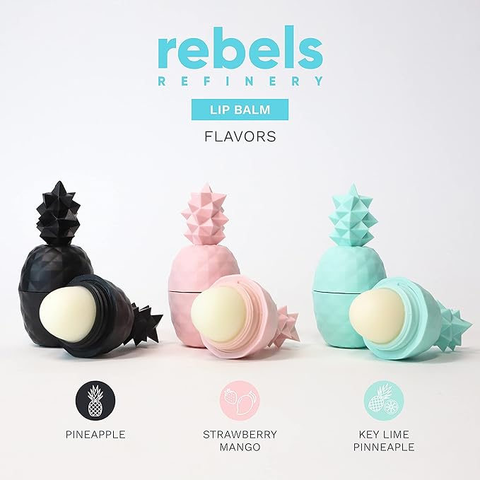 Rebels Refinery 3-Piece Pineapple-Shaped Lip Balm Bundle-VivaGrace Women
