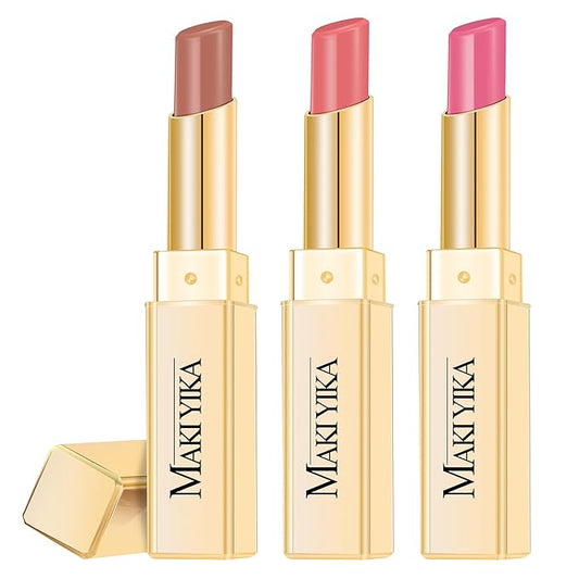 3Pc Moisture Lipsticks for Women Brown Nude Pink Lipstick Hydrate Tinted Lip Balm for Dry Cracked Lips Glossy Lip Color, MA55/58/62-VivaGrace Women