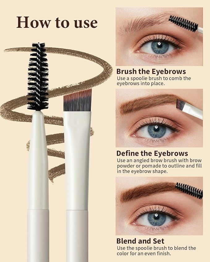 Eyebrow Brush, Dual-ended Angled Eyebrow Brush for Brows or Lashes D108 - Black-VivaGrace Women
