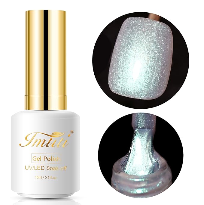 IttiShimmer White Gel Nail Polish, 15ml White Green UV/LED Soak Off Gel Polish Nail Art DIY Salon Design 1Pcs