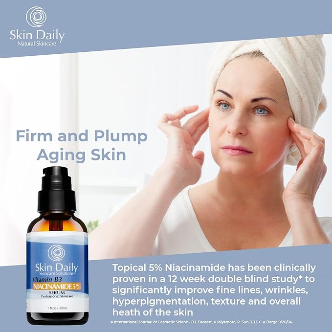 SkinDaily Niacinamide Serum for Face -1oz- Vitamin B3 Pore Minimizer Dermatologist Recommend Concentration - Targets Aging Skin, Wrinkles, Dark Spots - Superior Moisturizer and Skin Brightening-VivaGrace Women