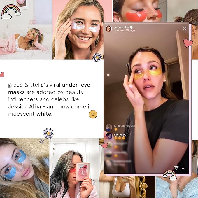 grace & stella Peptide Under Eye Patches with Niacinamide & Rice Extract - Firming Eye Masks for Dark Circles and Puffiness - Gel Mask for Firmer-Looking Skin - Vegan, Cruelty-Free (White, 48 Pairs)-VivaGrace Women