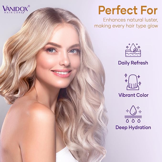 Sulfate Free Brass Toning Purple Shampoo for Blondes, Brown Highlighted, or Bleached Hair, Infused with Purple Rice Extract, Hyaluronic Acid, Vitamin E, and Chamomile Extract (16 fl oz)-VivaGrace Women