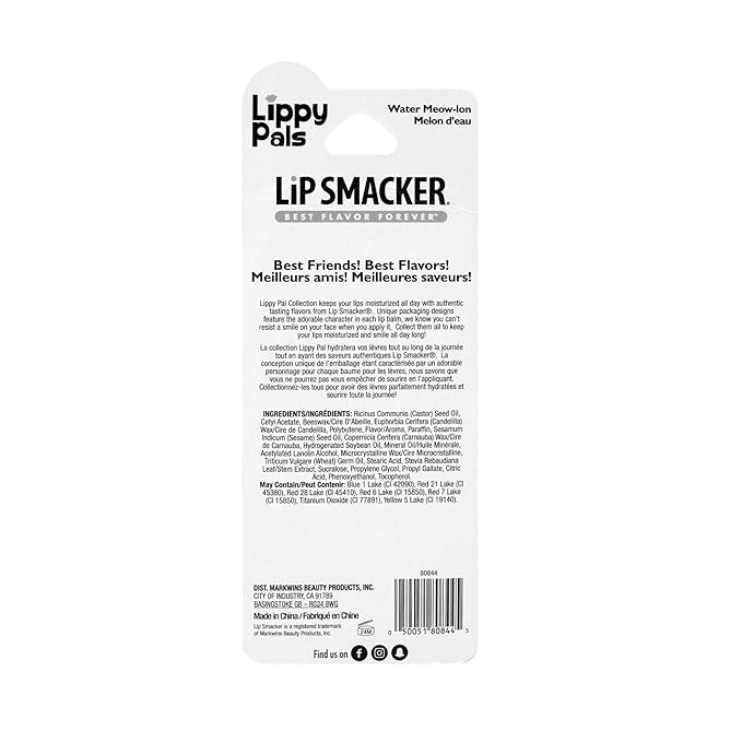 Lip Smacker Lippy Pals Kitten, Flavored Moisturizing & Smoothing Soft Shine Lip Balm, Hydrating & Protecting Fun Tasty Flavors, Cruelty-Free & Vegan - Kitten Water-Meow-lon-VivaGrace Women