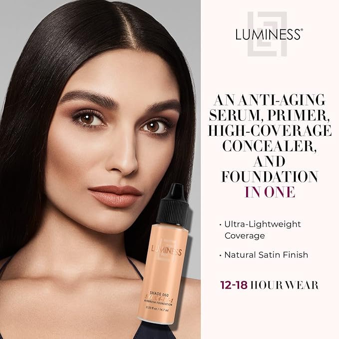 Luminess Air Silk 4-In-1 Airbrush Foundation- Foundation, Shade 060 (.5 Fl Oz) - Sheer to Medium Coverage - Anti-Aging Formula Hydrates and Moisturizes - Professional Makeup Kit for Cordless Air Brush-VivaGrace Women