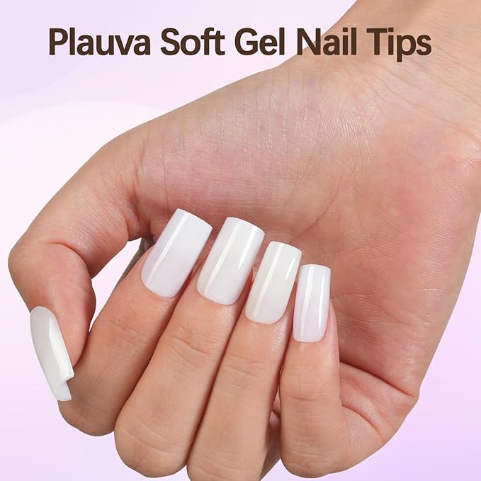 Short Square Press On Nails, 5 Colors Pre-Lasting Soft Gel Nails Tips, 150Pcs Natural Fake Nails for Nail Art DIY 15 Sizes