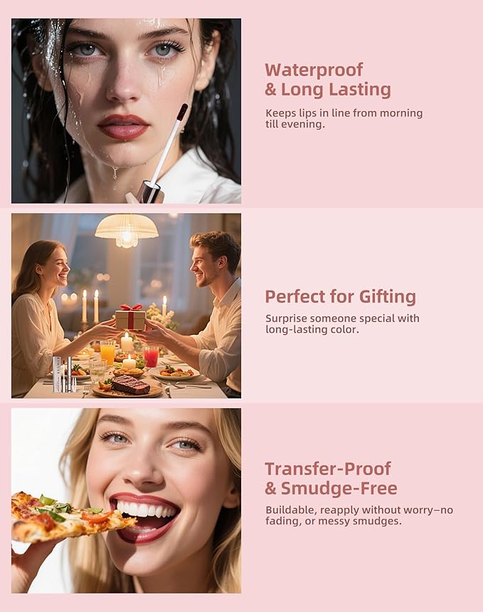 KIMUSE Peel Off Lip Stain, Long Lasting Lip Stain Peel Off with Tweezer, Waterproof Lip Liner Stain, Transfer-Proof, Highly Pigmented Color, Matte Finish-VivaGrace Women