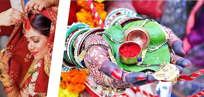 Indian Dark Red Pure Kumkum Powder (Sindoor, Kumkuma, Kum Kum) for Makeup, Pooja and Other Hindu Rituals Fancy Box Packing (Dark Red, Fancy Box 1)-VivaGrace Women