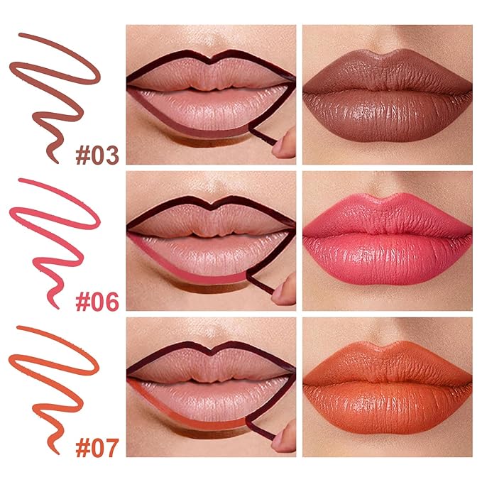 3 Colors Peel Off Lip Liner Stain with Tweezer, Long Lasting Waterproof Lip Tint Stains Makeup Set with Matte Finish for Women, Natural Look, Easy to Use, for All Skin Types (#367, M)-VivaGrace Women