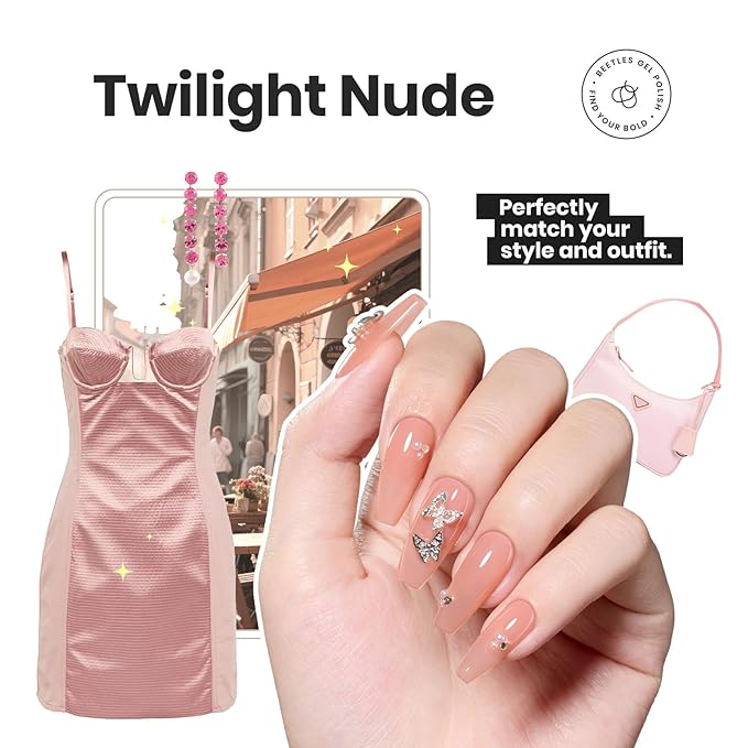 Bettles Jelly Nail Polish Set - 6 Colors Summer Quick Dry Nail Polish Kit Sheer Nude Pink Brown Nail Lacquer Regular Neutral Colors Nail Lacquer DIY Manicure Art Salon Gift for Women Girl