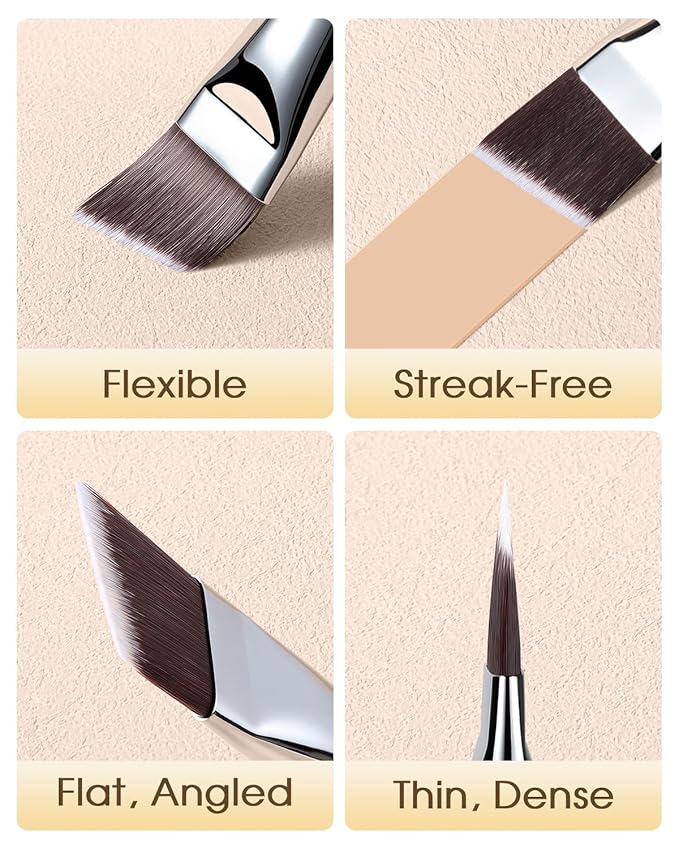 EIGSHOW Angled Flat Foundation Brush, Vegan Synthetic Bristles, Streak Free Application, Face Makeup Brush For Blending Liquid, Cream, Face Mask (E870)-VivaGrace Women