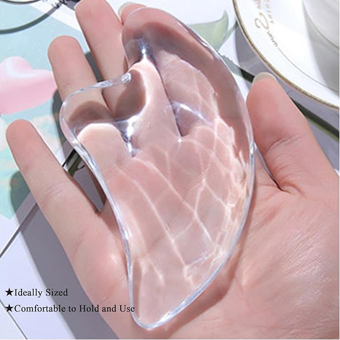 Transparent Gua Sha Facial Tools Natural Resin Face Massage Tool, Body Gua Sha Lymphatic Drainage Massager Fascia Blaster for Cellulite Remove Skin Care, Relieve Muscle Tension and Jawline Sculpting-VivaGrace Women