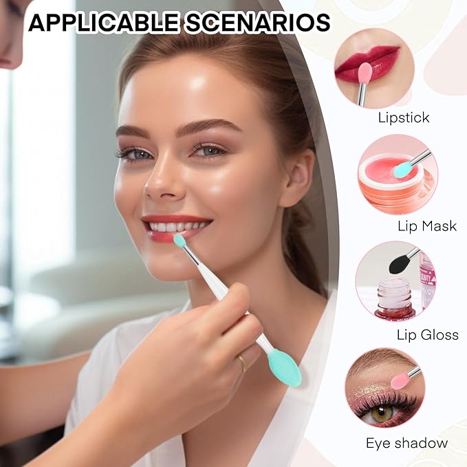 Unaone Lip Scrub Brush - 3 PCS Dual-ended Lip Scrubber Exfoliator and Silicone Lip Brush, 2-in-1 Silicone Lip Scrub Tool Lip Mask Applicator, Gentle Exfoliator & Applicator for Soft-VivaGrace Women