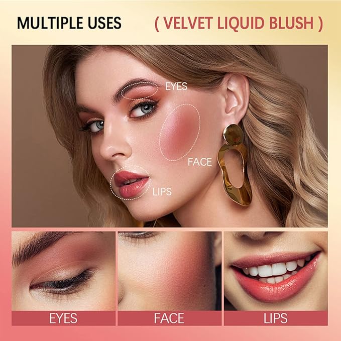 Liquid Blush for Cheeks, Soft Cream Face Blush Makeup, Natural Matte Finish Looking, Smudge Proof, Moisturizing Face Blush Stick for Cheek Tint-VivaGrace Women
