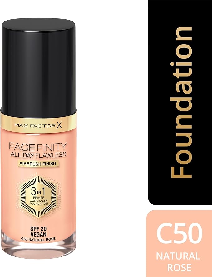 Max Factor Facefinity All Day Flawless 3 In 1 Foundation SPF 20, No. 50 Natural-VivaGrace Women