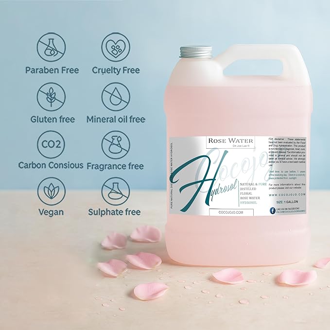 Rose Hydrosol Spray Cleansing Non GMO Facial Toner for Face Body Locs Rose Water Hydrating Face Mist, for Hydration Pure & Natural Hydrosol for All Skin Types - COCOJOJO - Bulk 128 OZ - 1 Gallon-VivaGrace Women