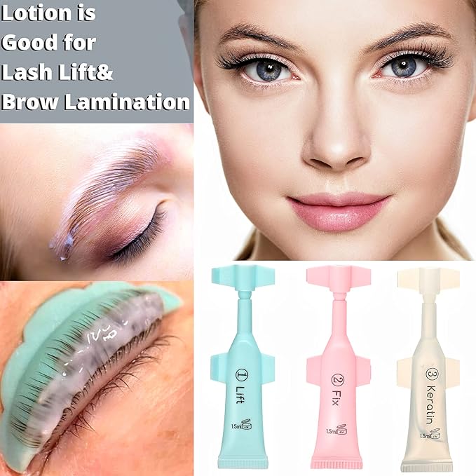 Lash Lift Kit Eyebrow Perm Kit Perm&Setting Lotion Set | Disposable large capacity 1.5ml lotion tube for Lash Lift Kit & Eyebrow Lamination Fast Acting 3-Step Lifting, Fixing Lotions with-VivaGrace Women
