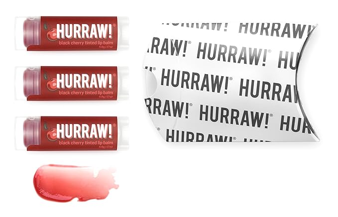 Hurraw! Black Cherry Tinted Lip Balm, 3 Pack: (Sheer Red Tint) Organic, Certified Vegan, Cruelty and Gluten Free. Non-GMO, 100% Natural Ingredients. Bee, Shea, Soy and Palm Free. Made in USA-VivaGrace Women