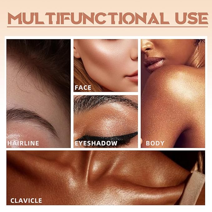 Cream Contour Stick for Cheeks Tint, Multi-Use Makeup Highlighter Blush Bronzer Stick, Natural Glow Solid Moisturizer Stick Blendable Illuminator On-the-Go Shimmer Cream Contour Makeup-03-VivaGrace Women