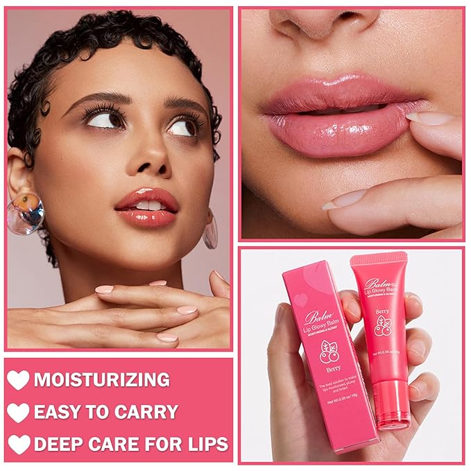 Lip Glowy Balm Moisturizing Lip Balm Plumping Lip Gloss Lip Sleeping Mask Lip Butter Balm Day Night Lip Care Glowy Lip Balm - Peach-VivaGrace Women