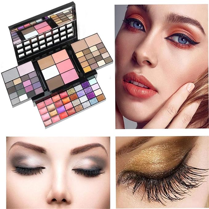 All-in-One Makeup Gift Set Carry All Makeup Kit for Women Full Kit With Makeup Bag Lipgloss Lipstick Concealer Blush Foundation Face Powder Eyeshadow Palette Cosmetic Palette #2-VivaGrace Women