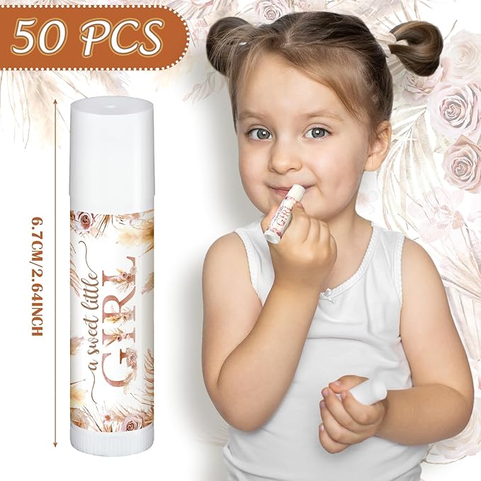50 Pack Boho Baby Shower Lip Balm Party Supplies Bulk for Girls Guests Boys Baby Shower Gifts Neutral Gender Reveal Favors Prizes Souvenirs Winners Thank You Appreciation Gifts-VivaGrace Women