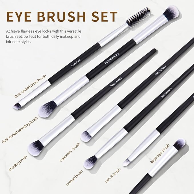 Makeup Brush Set 10pc, Dual-Ended Makeup Brushes For Bronzer, Contour, Eyeshadow, Blush, Concealer, Foundation-VivaGrace Women