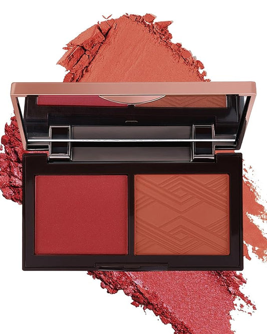 Matte Blush Powder Palette-2Colors Cruelty-Free Buildable Facial Cheek Blusher Pressed Powder Light Luxury Blush Contour Palette for Face,Longlasting Makeup Palette,Valentine's Day Gift for Women-04-VivaGrace Women