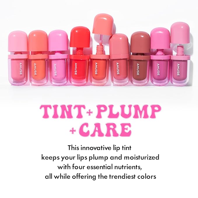 Amuse SEOUL BEBE TINT - 01 BOKSOONGA LOVE | 24-hour Long-lasting Lip Stain, Plumping, Hydrating, Moisturizing, No Peel Off, Lip Care, Treatment, Non Sticky, Korean Lip Tint for Dry Lips-VivaGrace Women