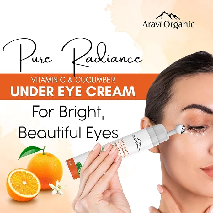 Vitamin C & Cucumber Under Eye Cream Gel Roll on Massager For Dark circles, Puffy Eyes-VivaGrace Women