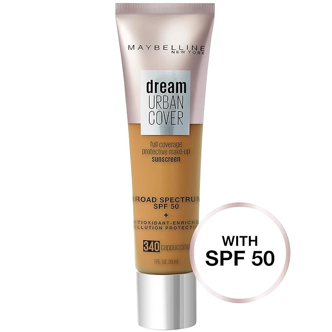 Maybelline Dream Urban Cover Flawless Coverage Foundation Makeup, SPF 50, Cappuccino-VivaGrace Women