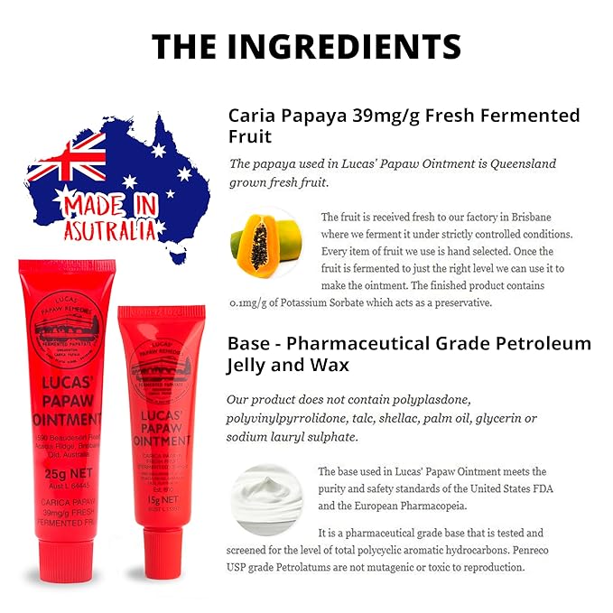 Lucas Pawpaw Lip Ointment, Lucas Pawpaw Cream, Lucas Pawpaw Ointment for Lips & Dry Skin (15 Gram & 25 Gram)-VivaGrace Women