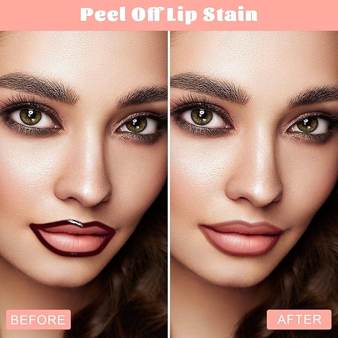 Peel Off Lip Liner Stain - Long Lasting Natural Lip Stain Transfer-proof Lip Liner, Moisturizing Waterproof Lip Gloss Stain, Highly Pigmented Color for All Skin, Ideal Gifts for Women (Coral)-VivaGrace Women