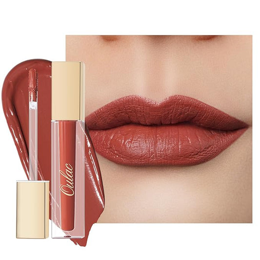 Oulac Matte Liquid Red Lipstick, Orange Tone, Long Lasting, Waterproof, No Transfer, Creamy High Pigmented Formula with Vitamin E, Vegan & Cruelty-Free-VivaGrace Women