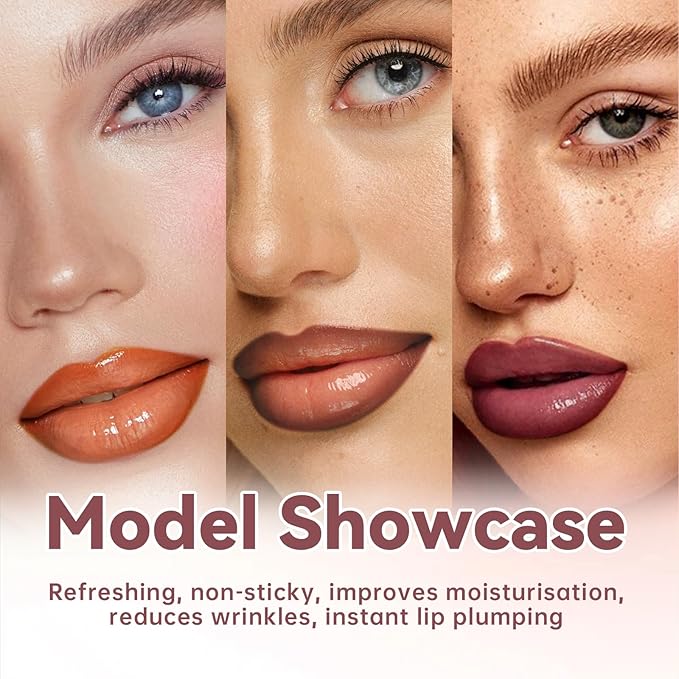 Dark Brown Peel Off Lip Liner Stain Tattoo with Nude Lip Gloss Glow Oil, Non-Stick Cup High Shine Lip Combo Waterproof Long Wear Lightweight Glossy Lipstick Makeup-VivaGrace Women