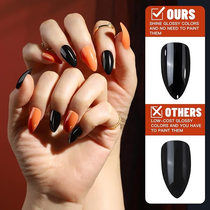Teenitor 12 Colors Almond Press On Nails Short Length, Almond Shaped Press On Nails With Glue, Press On Nails Medium Almond, Almond Acrylic Nails Press On Almond Nails