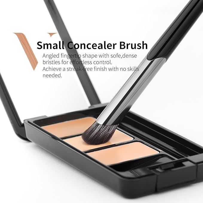 DUcare Nose Contour Brush, Angled Concealer Brush Under Eye, Small Under Eye Makeup Brush for Dark Circles Puffiness Puffy Face Eyebrow Eyes (V02 Mini Contour Brush)-VivaGrace Women