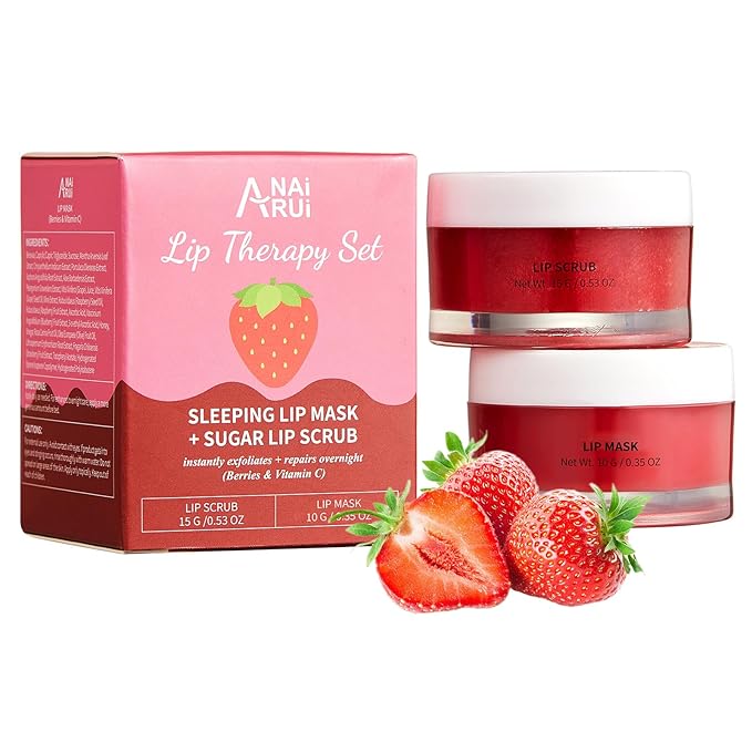Lip Balm & Moisturizer Set, Lip Scrub & Lip Sleeping Mask- Overnight Treatment Lip Care Products | Moisturize & Nourish, Dry Cracked Lips, Intense Hydration with Vitamin C-VivaGrace Women