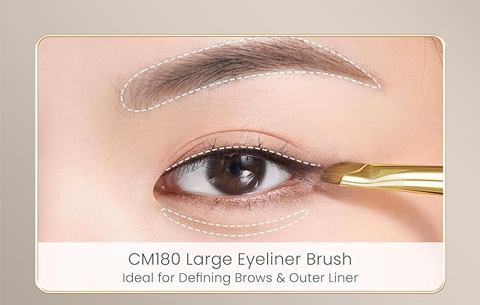 Desert Oak Series Angled Eyeliner Brush - Ultra-Fine Nylon Bristles for Razor-Sharp Gel/Liquid/Powder Lines, Anti-Smudge Design, Ebana Handle & Brass Ferrule (CM 180)-VivaGrace Women