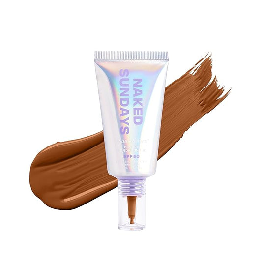 Naked Sundays BeautyScreen™ SPF 50 Mineral Peptide Foundation Tint – 2-in-1 Skin Tint & Mineral Sunscreen | Radiant, Buildable Coverage, Acne-Safe, Infused with Peptides (8 Golden Mahogany, 1.01 oz)-VivaGrace Women