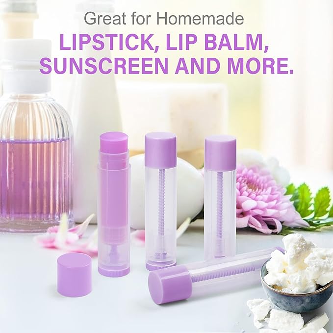 LotFancy Lip Balm Tubes Empty, 60PCS 5.5ml (3/16 Oz), Clear Lip Balm Container Tubes with Purple Caps, BPA Free & Leak Free, Refillable-VivaGrace Women